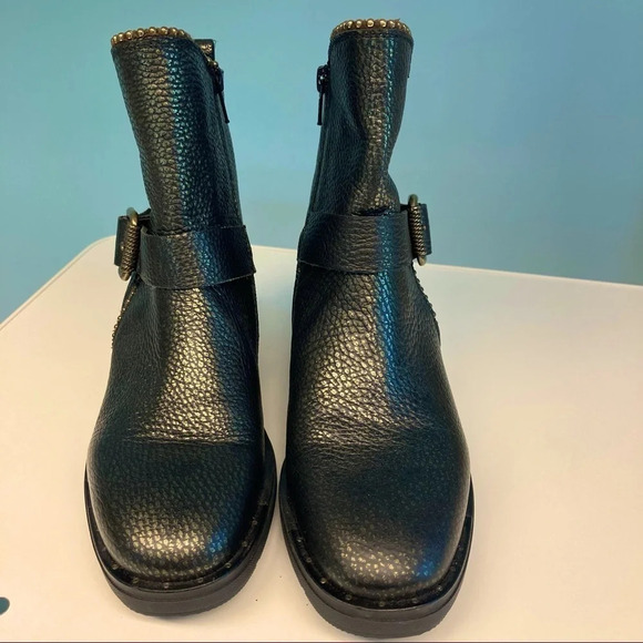 HISPANITAS Sz 6 Via Moto Leather Ankle Boots Green Gold Booties - Picture 3 of 16